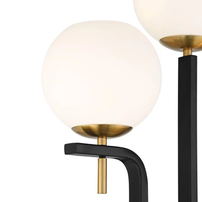Possini Euro Design Acadia Modern Floor Lamp 71" Tall Black Warm Gold Metal 3 Light Frosted White Glass Globe Shade For Living Room Bedroom Office - Image 2