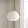 Possini Euro Design Orilla Brass Mini Pendant Light 11 3/4" Wide Mid Century Modern White Opal Glass Shade For Dining Room House Foyer Kitchen Island